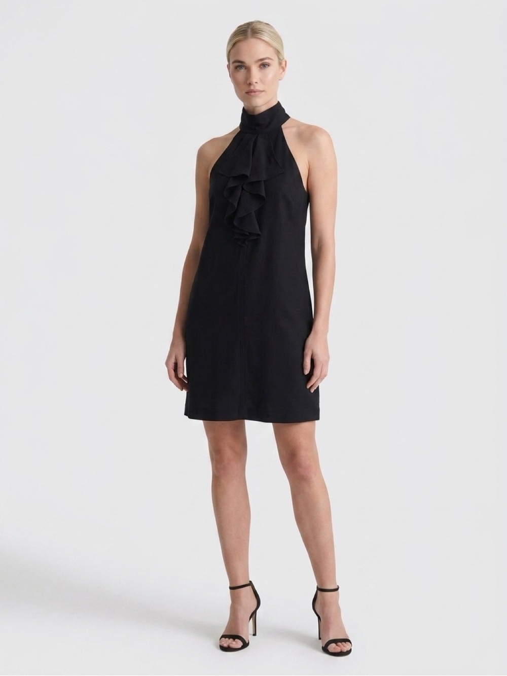 Club Monaco Halter Ruffle Front Mini Dress Size 2 Cocktail Party Travel Resort